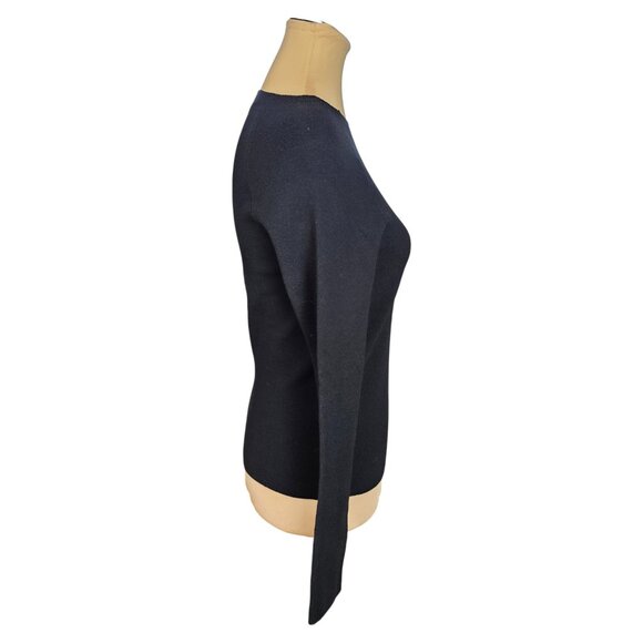 Eileen Fisher Black Long Sleeve High Crew Neck Contour Sweater Sz M - Picture 2 of 7